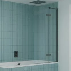 Crosswater Optix 10 Hinged Bath Screen With Inline Panel - Slate - 1500 X 900mm