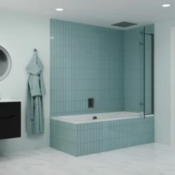 Crosswater Optix 10 Hinged Bath Screen With Inline Panel - Slate - 1500 X 900mm -Drench Store crosswater optix 10 hinged 180 bath screen slate right room set 2