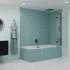 Crosswater Optix 10 Hinged Bath Screen With Inline Panel - Slate - 1500 X 900mm -Drench Store crosswater optix 10 hinged 180 bath screen slate right room set 3