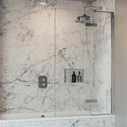 Crosswater Optix 10 Hinged Bath Screen With Inline Panel - Polished Stainless Steel - 1500 X 900mm