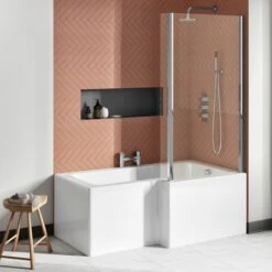 Drench L Shaped Shower Bath With Panel And Shower Screen - 1500mm 19 Drench L Shaped Shower Bath With Panel And Shower Screen - 1500mm -Drench Store drench 1500 l shaped bath screen fixed return lifestyle1 1