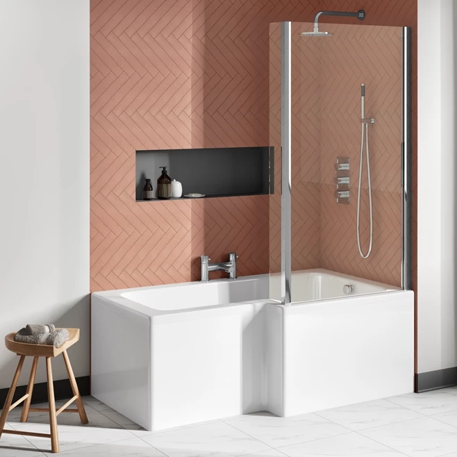Drench L Shaped Shower Bath With Panel And Shower Screen - 1500mm 10 Drench L Shaped Shower Bath With Panel And Shower Screen - 1500mm - Image 8