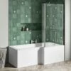 Drench L Shaped Shower Bath With Panel And Shower Screen - 1700mm -Drench Store drench 1700 l shaped bath screen with fixed return lifestyle1