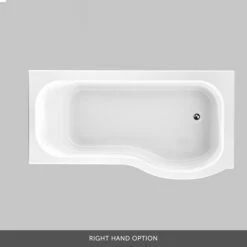 Drench P-Shaped Lucite® Shower Bath With Matt Black Curved Shower Screen & Panel - 1700mm -Drench Store drench 1700 p shape bath matt black screen right cutout