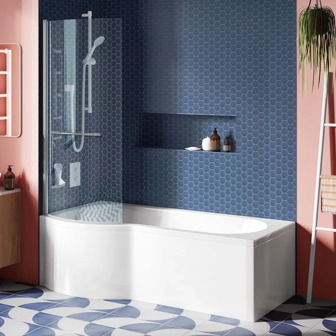 Drench P Shaped ArmourCast Reinforced Shower Bath With Front Panel And Shower Screen - 1700mm 11 Drench P Shaped ArmourCast Reinforced Shower Bath With Front Panel And Shower Screen - 1700mm - Image 9