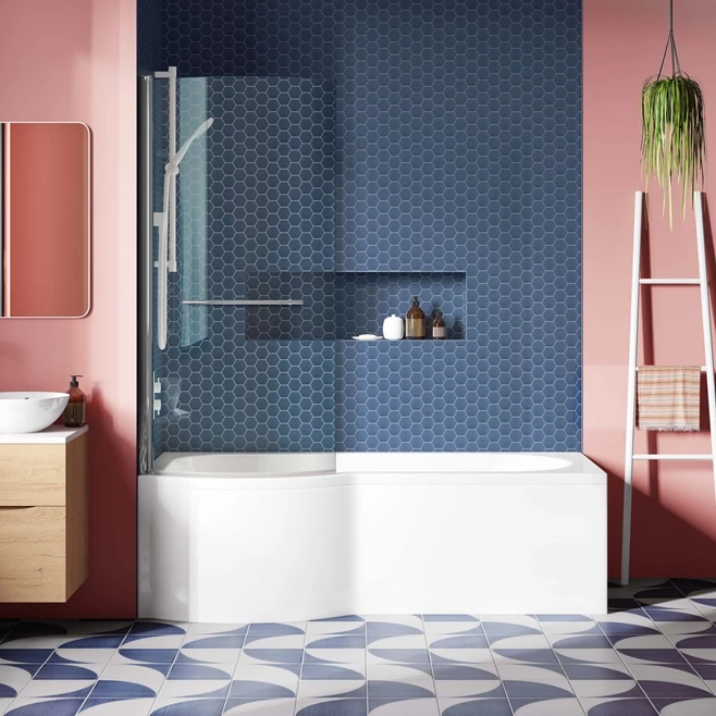 Drench P Shaped ArmourCast Reinforced Shower Bath With Front Panel And Shower Screen - 1700mm 10 Drench P Shaped ArmourCast Reinforced Shower Bath With Front Panel And Shower Screen - 1700mm - Image 8