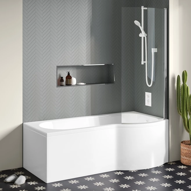 Drench P Shaped ArmourCast Reinforced Shower Bath With Front Panel And Shower Screen - 1700mm 4 Drench P Shaped ArmourCast Reinforced Shower Bath With Front Panel And Shower Screen - 1700mm - Image 2