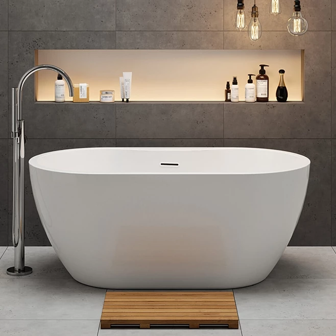 Carys Acrylic White Freestanding Bath - 1415 X 745mm 3 Carys Acrylic White Freestanding Bath - 1415 X 745mm