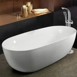 Ellie Acrylic White Freestanding Bath - 1685 X 804mm -Drench Store drench ellie freestanding bath lifestyle 3