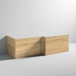 Emily 1700mm L-Shaped Square Front Bath Panel -Drench Store drench emily front bath panel natural oak cutout