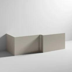Emily 1700mm L-Shaped Square Front Bath Panel -Drench Store drench emily front bath panel stone grey cutout
