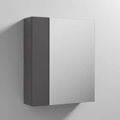 Emily 600mm Mirror Cabinet With Offset Door -Drench Store drench emily offset door mirror cabinet gloss grey