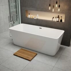 George Acrylic White Freestanding Bath - 1700 X 750mm -Drench Store drench george freestanding bath room set 2
