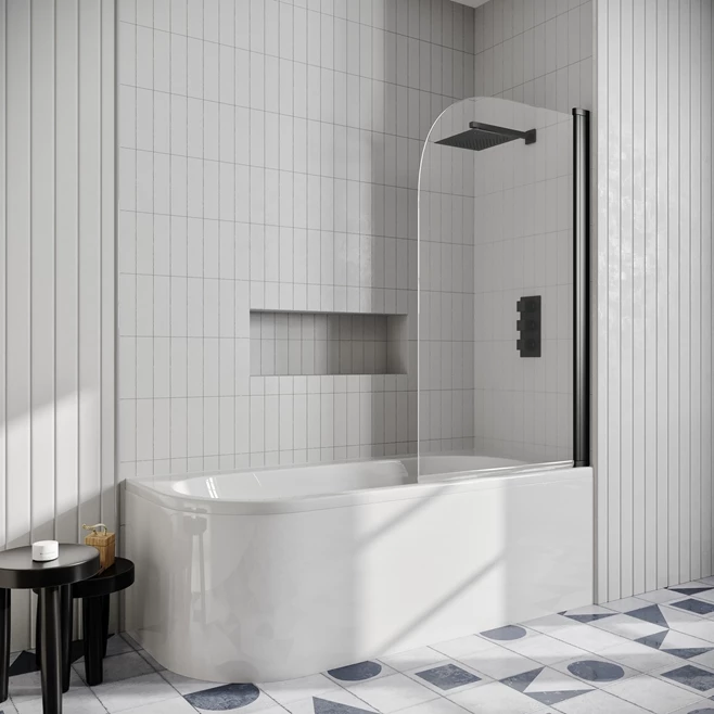 Drench J Shaped Shower Bath With Panel & Shower Screen 9 Drench J Shaped Shower Bath With Panel & Shower Screen - Image 8