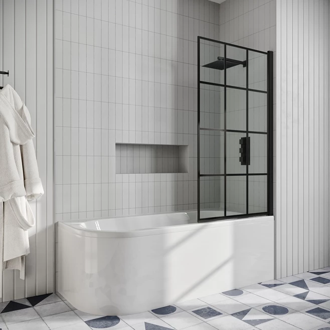 Drench J Shaped Shower Bath With Panel & Shower Screen 11 Drench J Shaped Shower Bath With Panel & Shower Screen - Image 10