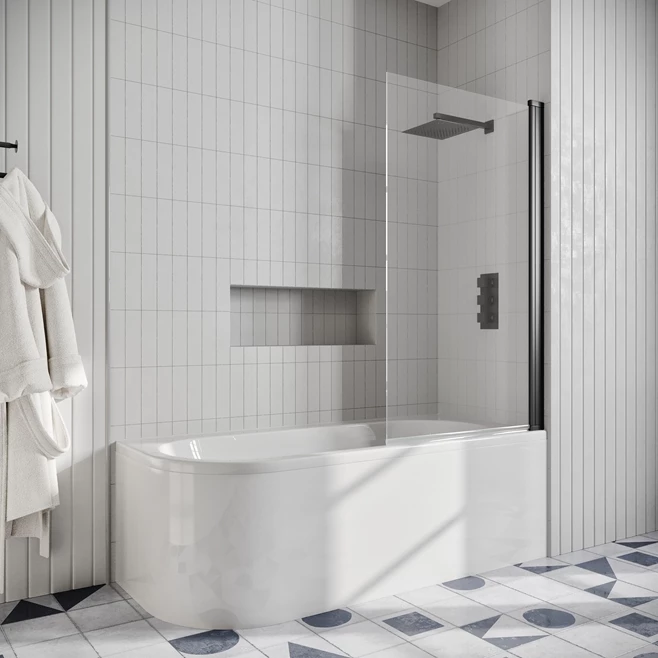 Drench J Shaped Shower Bath With Panel & Shower Screen 7 Drench J Shaped Shower Bath With Panel & Shower Screen - Image 6