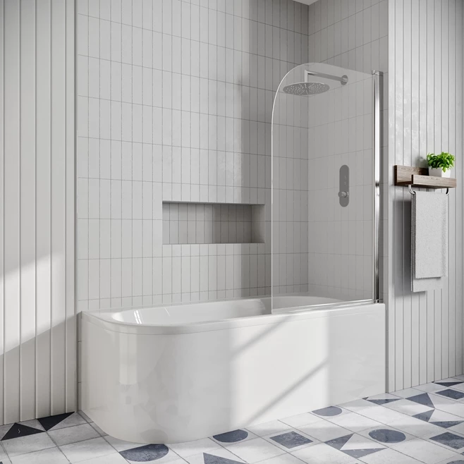 Drench J Shaped Shower Bath With Panel & Shower Screen 5 Drench J Shaped Shower Bath With Panel & Shower Screen - Image 4