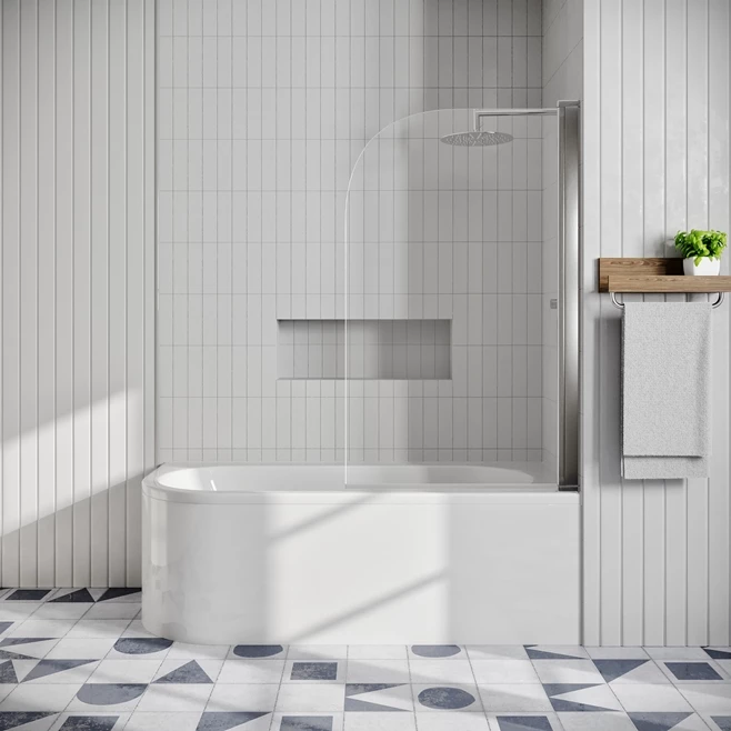 Drench J Shaped Shower Bath With Panel & Shower Screen 4 Drench J Shaped Shower Bath With Panel & Shower Screen - Image 3