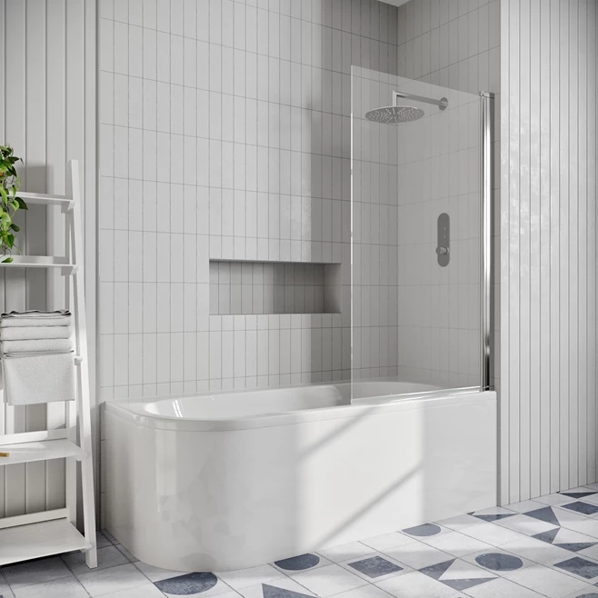 Drench J Shaped Shower Bath With Panel & Shower Screen 3 Drench J Shaped Shower Bath With Panel & Shower Screen - Image 2