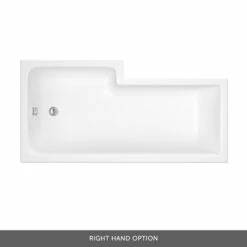 Drench L Shaped Shower Bath With Brushed Brass Shower Screen & Panel - 1700mm -Drench Store drench l shape shower bath screen panel right hand banner