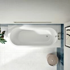 Drench J Shaped Single Ended Corner Bath & Bath Panel - 1700 X 720mm 12 Drench J Shaped Single Ended Corner Bath & Bath Panel - 1700 X 720mm -Drench Store drench single ended j shape right bath lifestyle 2