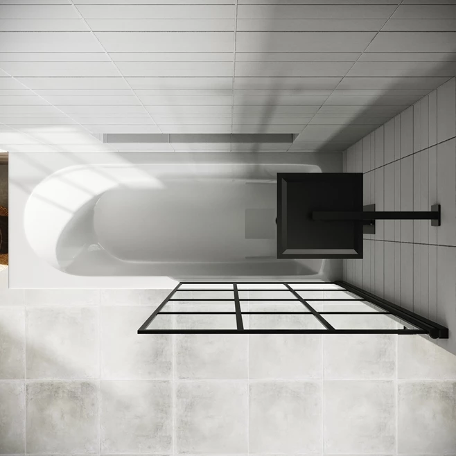 Drench Straight Single Ended Curved Bath & Matt Black Shower Screen 5 Drench Straight Single Ended Curved Bath & Matt Black Shower Screen - Image 3
