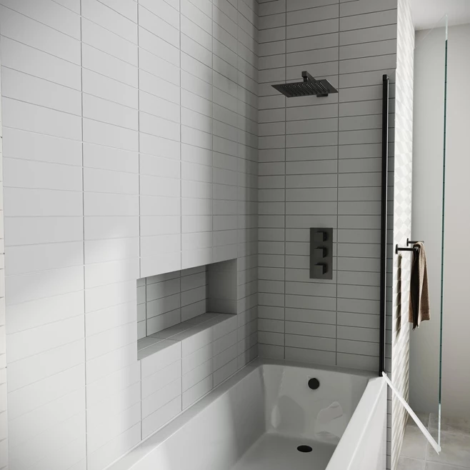 Drench Straight Single Ended Curved Bath & Matt Black Shower Screen 10 Drench Straight Single Ended Curved Bath & Matt Black Shower Screen - Image 8