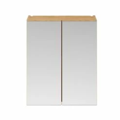 Emily 600mm Mirror Cabinet -Drench Store emily 600 mirrored cabinet natural oak cutout