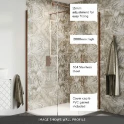 Crosswater Gallery 10 Walk In Shower Enclosure 10mm Panels With Multiple Configurations - Brushed Bronze -Drench Store gallery wall profile bronze lifestyle banner call out 1