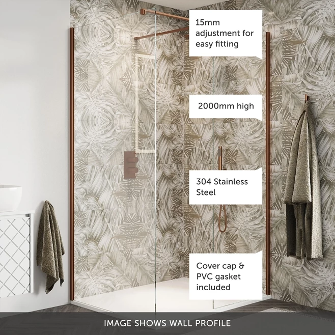 Crosswater Gallery 8 Walk In Shower Enclosure 8mm Panels With Multiple Configurations - Brushed Bronze 7 Crosswater Gallery 8 Walk In Shower Enclosure 8mm Panels With Multiple Configurations - Brushed Bronze - Image 5