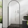 Harbour Contour Arched Matt Black 8mm Glass Screen For Wetrooms & Walk In Showers -Drench Store harbour arched m black shower panel zoom 900 lifestyle1