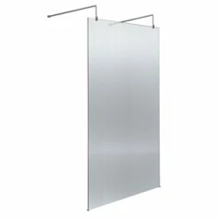 Harbour Contour Fluted Polished Chrome Freestanding Walk In Panel & Two Support Arms 6 Harbour Contour Fluted Polished Chrome Freestanding Walk In Panel & Two Support Arms -Drench Store harbour fluted p chrome freestanding screen 1000 cutout