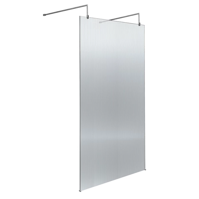 Harbour Contour Fluted Polished Chrome Freestanding Walk In Panel & Two Support Arms 4 Harbour Contour Fluted Polished Chrome Freestanding Walk In Panel & Two Support Arms - Image 2