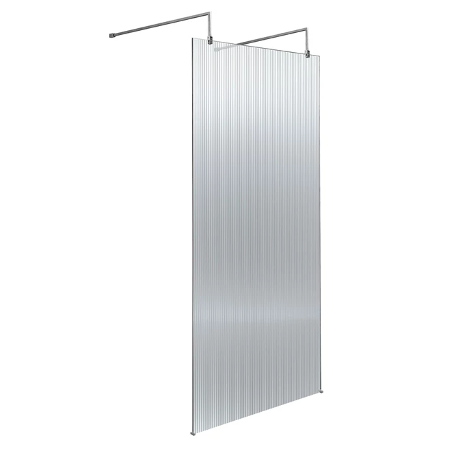 Harbour Contour Fluted Polished Chrome Freestanding Walk In Panel & Two Support Arms 5 Harbour Contour Fluted Polished Chrome Freestanding Walk In Panel & Two Support Arms - Image 3