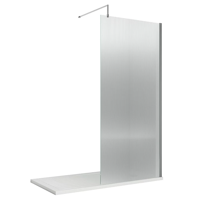 Harbour Contour 8mm Fluted Polished Chrome Glass Screen For Walk In Shower & Wetrooms 4 Harbour Contour 8mm Fluted Polished Chrome Glass Screen For Walk In Shower & Wetrooms - Image 2