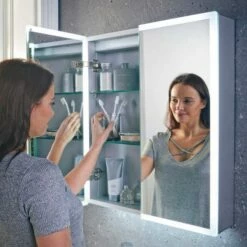 Harbour Glow LED Mirrored Cabinet With Demister Pad & Shaver Socket - 800 X 700mm -Drench Store harbour glow led double mirrored cabinet 1