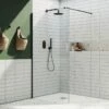 Harbour I10 10mm Easy Clean 2m Tall Wetroom Panel - Matt Black -Drench Store harbour i10 shower panel black lifestyle