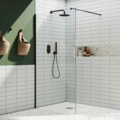 Harbour I10 10mm Easy Clean 2m Tall Wetroom Panel - Matt Black