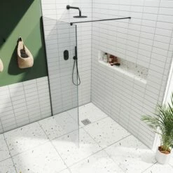 Harbour I10 10mm Easy Clean 2m Tall Wetroom Panel - Matt Black -Drench Store harbour i10 shower panel black top