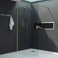 Harbour I10 10mm Easy Clean 2m Tall Wetroom Panel - Brushed Brass