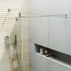 Harbour I10 10mm Easy Clean 2m Tall Wetroom Panel - Chrome -Drench Store harbour i10 shower panel chrome detail