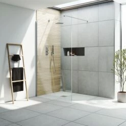 Harbour I10 10mm Easy Clean 2m Tall Wetroom Panel - Chrome -Drench Store harbour i10 shower panel chrome room set