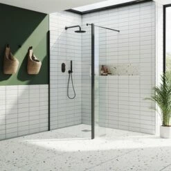 Harbour I10 10mm Easy Clean 2m Tall Wetroom Panel & Hinged Return Panel - Matt Black 15 Harbour I10 10mm Easy Clean 2m Tall Wetroom Panel & Hinged Return Panel - Matt Black -Drench Store harbour i10 shower panel with return panel black room set