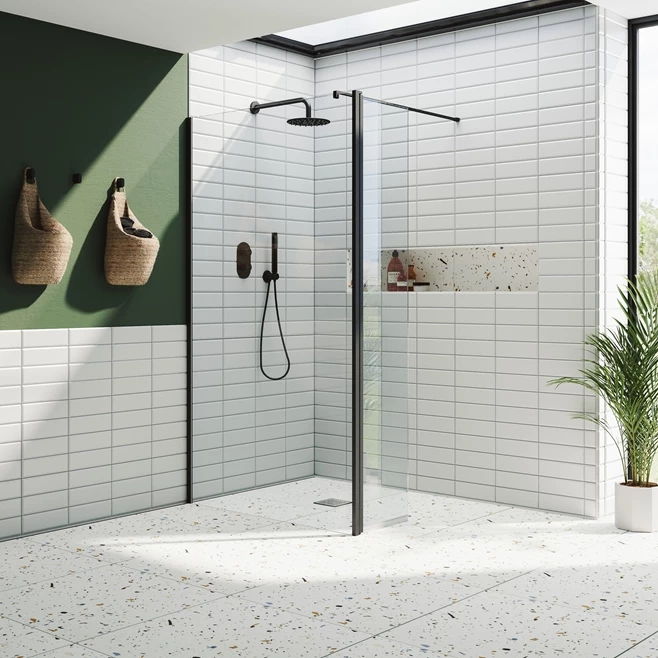 Harbour I10 10mm Easy Clean 2m Tall Wetroom Panel & Hinged Return Panel - Matt Black 9 Harbour I10 10mm Easy Clean 2m Tall Wetroom Panel & Hinged Return Panel - Matt Black - Image 7