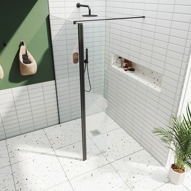 Harbour I10 10mm Easy Clean 2m Tall Wetroom Panel & Hinged Return Panel - Matt Black 5 Harbour I10 10mm Easy Clean 2m Tall Wetroom Panel & Hinged Return Panel - Matt Black - Image 3