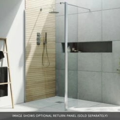 Harbour I10 10mm Easy Clean 2m Tall Wetroom Panel - Chrome -Drench Store harbour i10 shower panel with return panel chrome banner 2