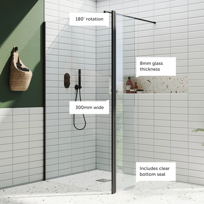 Harbour I10 Hinged 8mm Return Panel For Harbour I10 Glass Panels - Matt Black 5 Harbour I10 Hinged 8mm Return Panel For Harbour I10 Glass Panels - Matt Black - Image 3