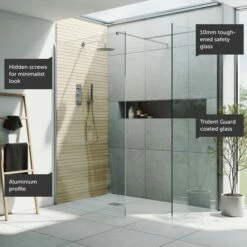 Harbour I10 10mm Easy Clean 2m Tall Wetroom 2 Panel Pack - Chrome -Drench Store harbour i10 shower two panel enclosure chrome feature call outs