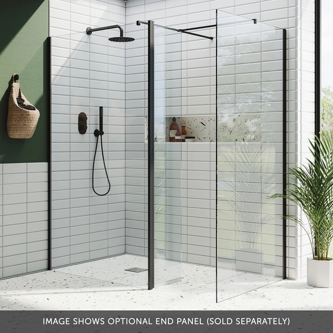 Harbour I10 10mm Easy Clean 2m Tall Wetroom Panel & Hinged Return Panel - Matt Black 8 Harbour I10 10mm Easy Clean 2m Tall Wetroom Panel & Hinged Return Panel - Matt Black - Image 6