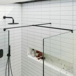 Harbour I10 10mm Easy Clean 2m Tall Wetroom 2 Panel Pack - Matt Black -Drench Store harbour i10 two panel shower enclosure black detail